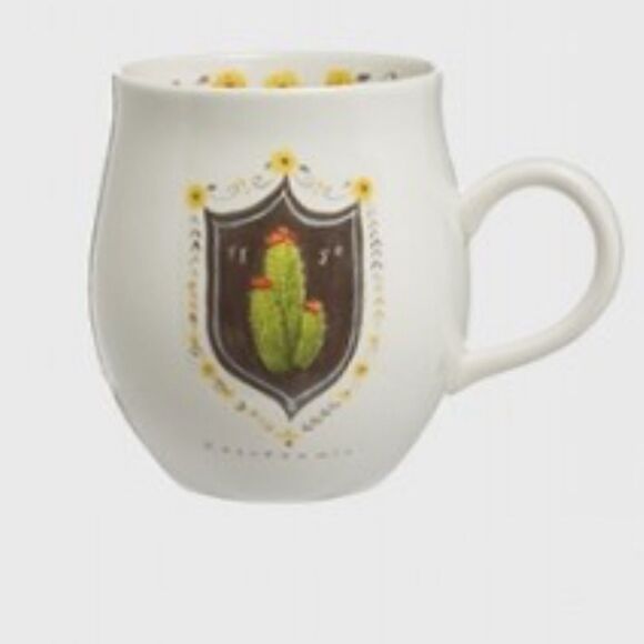 ANGELA STONEWARE MUG W/ CACTUS DECAL MUG - Picture 1 of 2